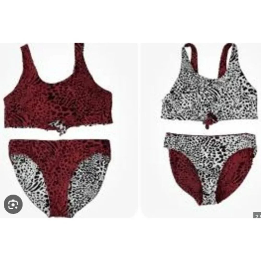 Tresure and Bond Girls Reversible Size 16 Two Piece Swim Suit NWT ANIMAL Print T